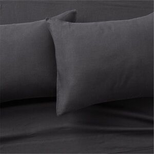 CB2 Classic EUROPEAN FLAX Certified Linen Black King Flat Sheet & Pillow Case
